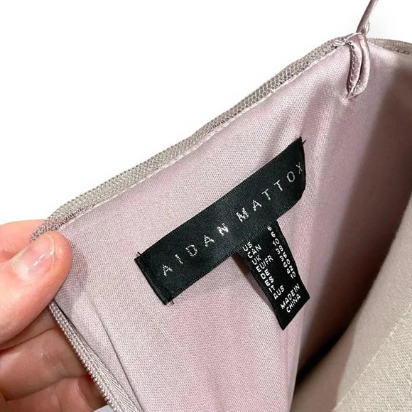 Aidan Mattox Spaghetti Strap Boat Neck Zipper Back Sequin Embellished Mesh Dress - Picture 10 of 10